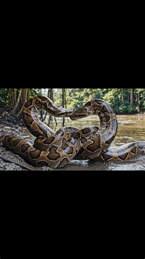Two pythons 🐍 in an intense fight! 😯😮 #fyp #snake #viralvideo #wildlife