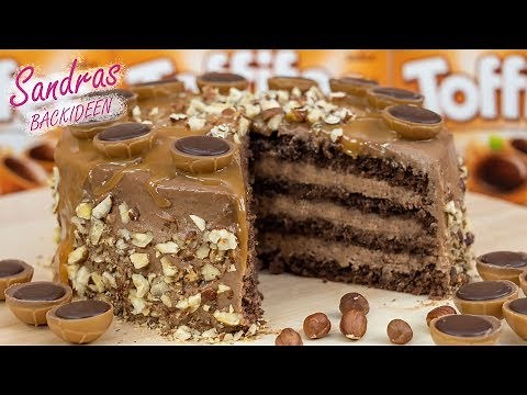 Toffifee Nougat Torte mit Schokobiskuit | leckeres Rezept für 20 cm Springform | Schokokuchen