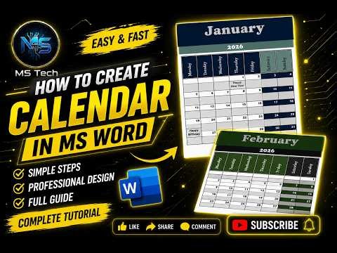 How to Create a Professional Calendar in MS Word | Easy Tutorial