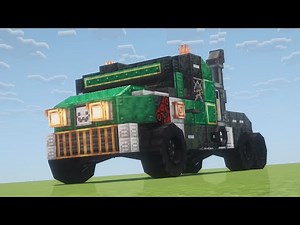 Truck and Trailers in Minecraft Create Trackwork Mod.