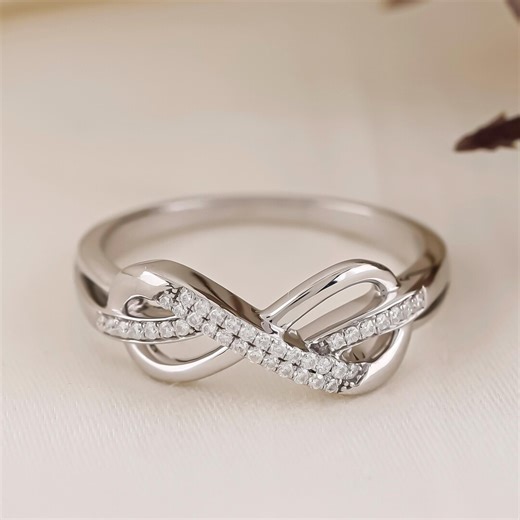 14K Gold Knot Ring | Diamond Infinity Ring - Etsy