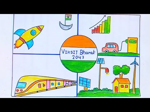viksit Bharat viksit railway 2047 Drawing|developed railway India drawing|viksit Bharat Drawing