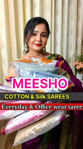 Meesho saree haul🥰 /Office & Daily wear 🤩 #saree #meeshosareehaul #cotton #youtubeaffiliate #shorts