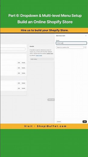 Part 6: Dropdown & Multi-level Menu Setup | How to Build an Online Fashion / Clothing Shopify Store