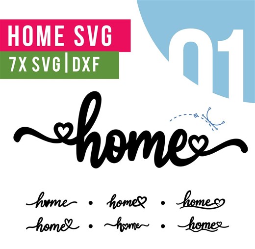 Home With Heart SVG, Home Laser Cut, Home Text, Dxf Home, Hand Lettered Cursive, Digital Download - Etsy