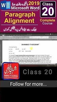 Class 20 | Paragraph Alignment | Left, Right and Center in Microsoft Word 2019