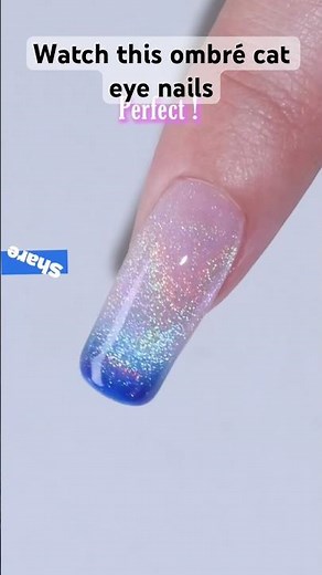 Blue Ombre French Manicure with Cat Eye Gel | Tutorial