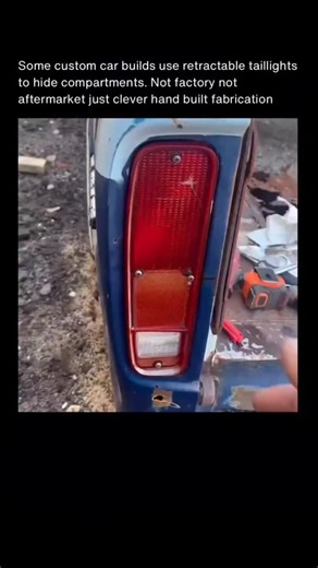 sci || tech || history on Instagram: "Custom builders have long hidden clever features in plain sight, and retractable taillights are one of the more unusual examples. Instead of being fixed, the light housing folds or drops away using a simple pin or latch, revealing a concealed space behind it. These designs are not meant for bulb replacement or factory service. They are hand built solutions, often created to hide small compartments, wiring, or personal items, blending function with craftsmans