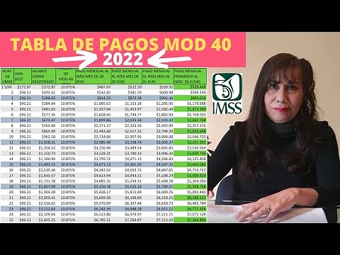 Tabla de pagos modalidad 40 En 2022