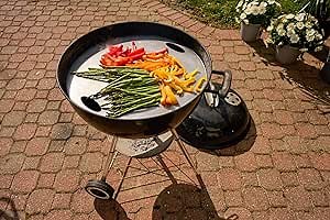 Hunsaker 21.5" Flat Top Griddle Plate fits 22" Kettle Grill and 22.5" WSM - Made in USA from Heavy 11 Gauge Carbon Steel - Perfect for Smash Burgers, Pizza, Pancakes, and Bacon
