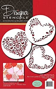 Designer Stencils Swirl Valentine Heart Cookie Stencils, Beige/Semi-Transparent