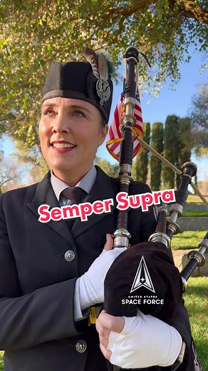 Scottish Bagpiper Plays United States Space Force Hymn Semper Supra