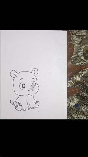 how to draw easy little rhino drawing