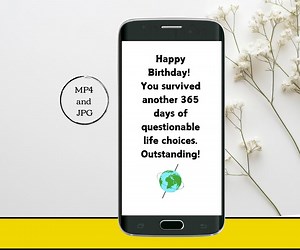 Funny Animated Birthday E-card | MP4&JPG E-cards | Electronic Digital Greeting Card | Mobile Phone | Cute Happy Birthday Humor - Etsy Australia