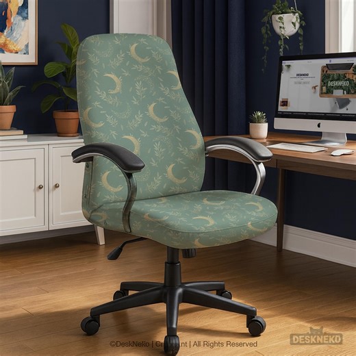 Sage Green Desk Chair Cover, Minimalist Office Seat Slipcover, Olive Tone Computer Swivel Wrap, Cottagecore Workspace Decor, Calming - Etsy