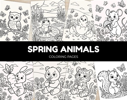 Spring Coloring Pages for Kids | Printable Spring Coloring Book | Cute Flowers, Animals & Easter Spring Coloring Sheets | Spring Activities - Etsy UK