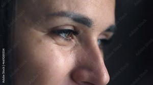 Beautiful womans eyes slow motion. Close up shot female green eyes