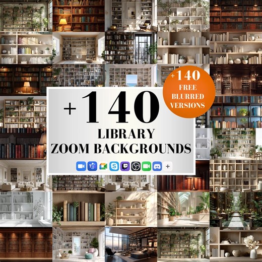 140 Library Zoom Backgrounds | Cozy Home Library & Bookshelves (digital Download) - Etsy