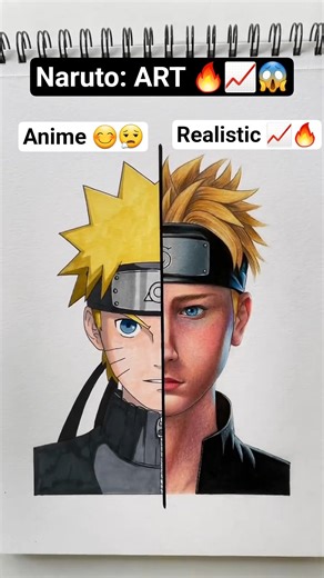Naruto: Anime Style vs Realistic? 🤯 कौनसा बेहतर है? 🔥 #art #drawing #shorts