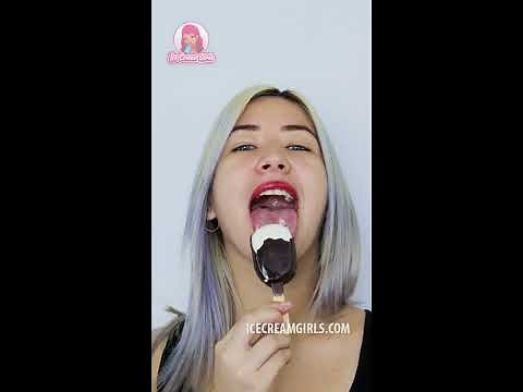 Emma ABC from United States eating and licking ASMR Popsicle (Vertical Video) | Ice Cream Girls