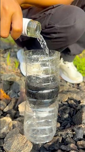 99% DIY Charcoal Water Filter In The Wild! 🏕️ #camping #survival #skills