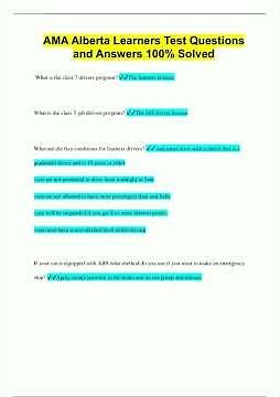 AMA Alberta Learners Test Questions and Answers 100 Solved2440