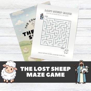 Lost Sheep Bible Parable Maze Activity, Christian Printable, Sunday School Game