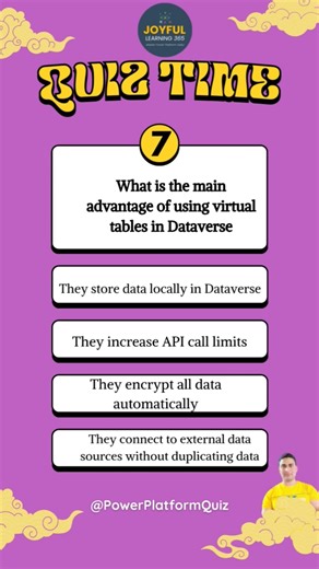 What is the main advantage of using virtual tables in #Dataverse?#PowerApps #VirtualTable #Interview