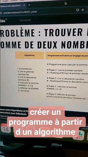 créer un programme à partir d un algorithme