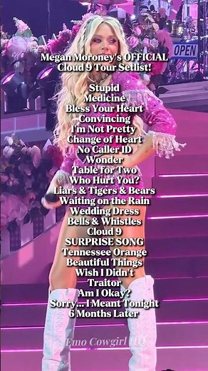 Megan Moroney's Official Cloud 9 Tour Setlist! || #meganmoroney #trendingshorts #fyp