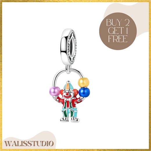 Original Charms 925 Sterling Silver Plated the Clown Throws Colorful Ball Pendants Fit Pandora Bracelets for Women Jewelry Making Gifts - Etsy