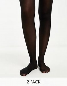 Pieces 2 pack 20 denier tights in black | ASOS