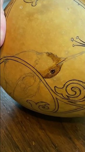 Hummingbird gourd pyrography