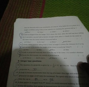 A freely falling particle falling from a tower of height h cove... | Filo