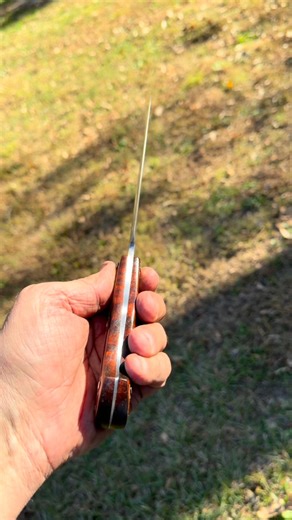 This knife will complete a package that hints of Native American influence. I forged the blade if 80CRV2 steel. The handle scales are Curly Maple with some sterling silver inlay. | Lin Rhea