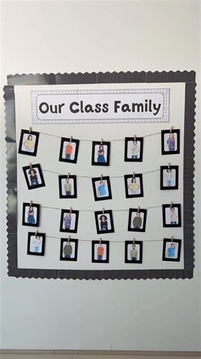 📸✨ From strangers to FAMILY in one classroom setup! 🖤🤍 Start the year by making every student feel seen, valued, and part of something special with our My Class Family display. Featuring a chic monochrome banner and a DIY photo display kit with black paper frames, string, and mini pegs, this setup turns your wall into a gallery of connection. 🖼️✨ Each photo clipped in place is a reminder that we belong here together—celebrating every smile, success, and unique story. 🫶 Because in this famil