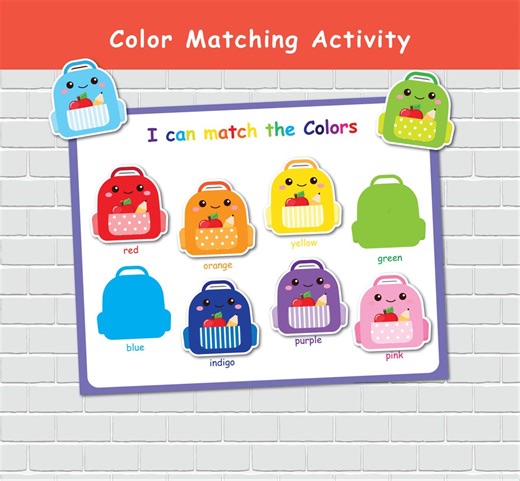 Color Matching Activity, Toddler Printable, Homeschool Preschool Curriculum - Etsy