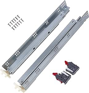 Gobrico Undermount Drawer Slides Bottom Mount Soft Close Drawer Slides 18 inch Full Extension Concealed Drawer Glides with Mounting Clips Bracksets 1Pair (2Pieces)