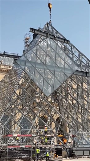 Construction of Louvre Pyramid #construction #louvrepyramid