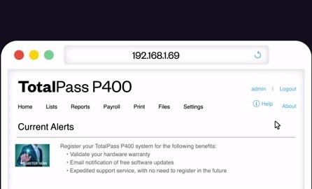 TotalPass B600 Biometric Fingerprint Employee Time Clock | 100% Identity Verification on Every Punch | Connect via USB, Network, Wi-Fi or Web | No Monthly Fees