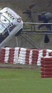 Cameraman never dies During a Fiat Punto Abarth race weekend in 2017, Argentine driver Ricardo Sodo Toranzo experienced a terrifying crash when he lost control of his car and rolled multiple times toward the track’s outer wall. As the out-of-control vehicle tumbled directly toward a broadcast platform, a quick-thinking cameraman was forced to leap from his elevated stand to avoid being struck. Fortunately, both the driver and cameraman escaped without serious injury. #motorsport #crash #racing #