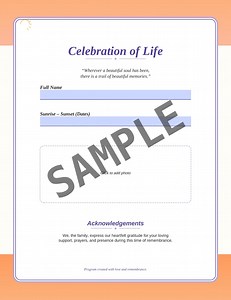 Editable Funeral Program Card Template | 8.5 × 11 Front & Back PDF | Instant‑download Memorial Obituary and Order of Service - Etsy UK