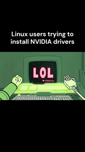 Linux Users Installing NVIDIA Drivers Be Like 💀⌨️ #shorts #regularshow #programming #meme #nvidia
