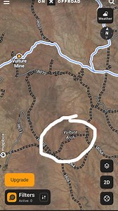 Northwest of Phoenix in the Vulture Mountains is a pretty cool natural arch. It’s not on Google Earth, but OnX offroad lists it as Vulture Arch. It’s a little scramble to get up to it but it’s a cool spot with great views. There are miles of Jeep trails along Vulture Mine Trail and through The Vulture Mountains. The Vulture Mountains are a 29-mile-long, arid mountain range in northwest Maricopa County, Arizona, near Wickenburg. The range is known for its rugged desert landscape, rich mining hist