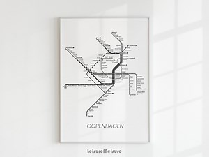 Copenhagen Metro Map | Digital Printable Wall Art | Print Download Subway Poster | Printable Copenhagen Subway Map | Canvas Home Decor - Etsy