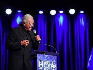 Actor Edward James Olmos stands and delivers at Judson University