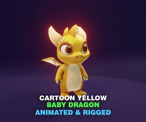 ArtStation - Cartoon Baby Dragon 3d Model (Yellow) | Game Assets