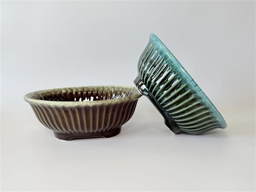 Vintage 1960s Hull Pottery Oval Flower Bowl Planter#f15- Choice Color- Olive Willow Green or Jade Green With Turquoise Drip Glaze - Etsy