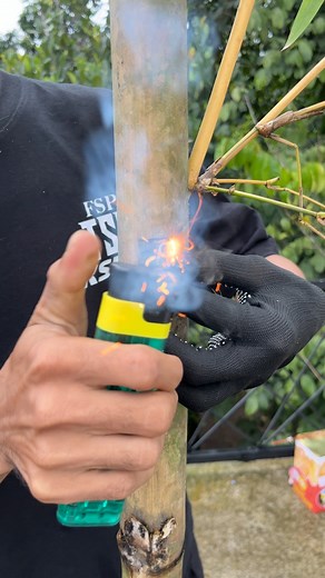 Exploding rocket fireworks in bamboo | safe and fun experiment #firecracker #fireworks #rocket #experinent #crakers #ReelsFB #comedy #FYPFacebook #ViralReels #Holidayseason #ExplorePage #SafeScience #FireworkSafety @sorotan | Fix Aby