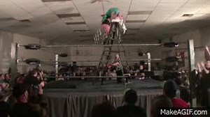 fall off a ladder through a table on Make a GIF
